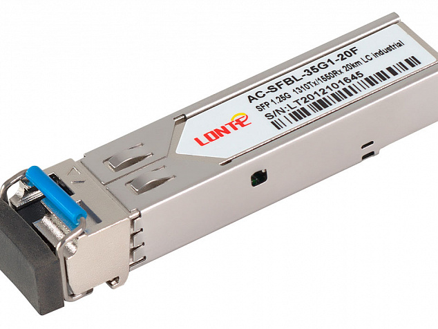 SFP WDM 1.25G Tx1310/Rx1550 20km LC DDM, industrial