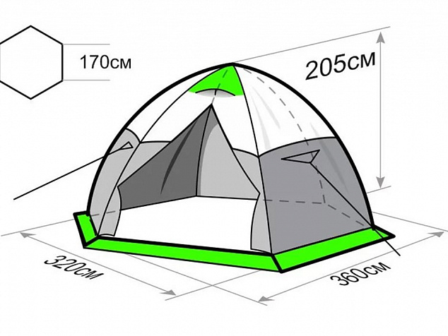Палатка всесезонная зонтичного типа 3,20х3,60м высотой 2,05м
