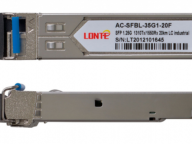 SFP WDM 1.25G Tx1310/Rx1550 20km LC DDM, industrial